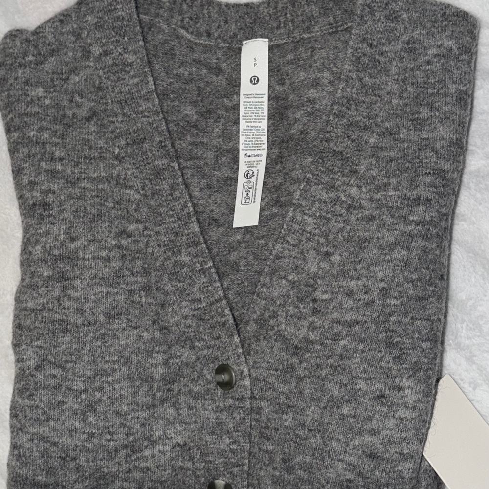 Lululemon NWT Gray Alpaca Wool-Blend Button Cardigan Sweater Women’s Size Small - Picture 5 of 10